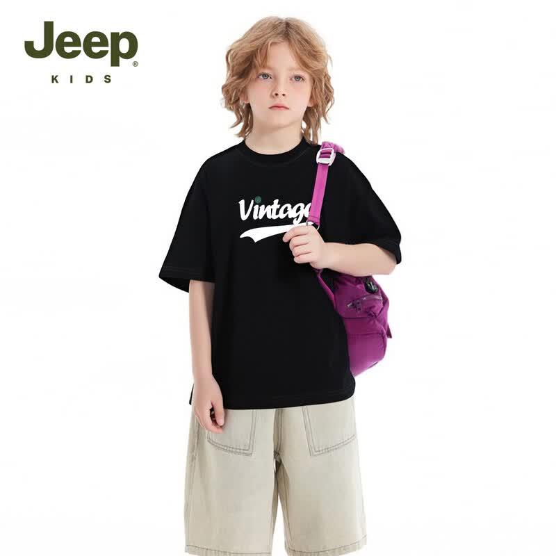 JEEP Kids' Pure Cotton Breathable Short-Sleeve T-Shirt