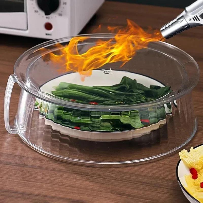 Microwave Food Cover Serving Plate Cover Microwave Splatter Cover Transparent Smooth Surface with Handle 10" Microwave