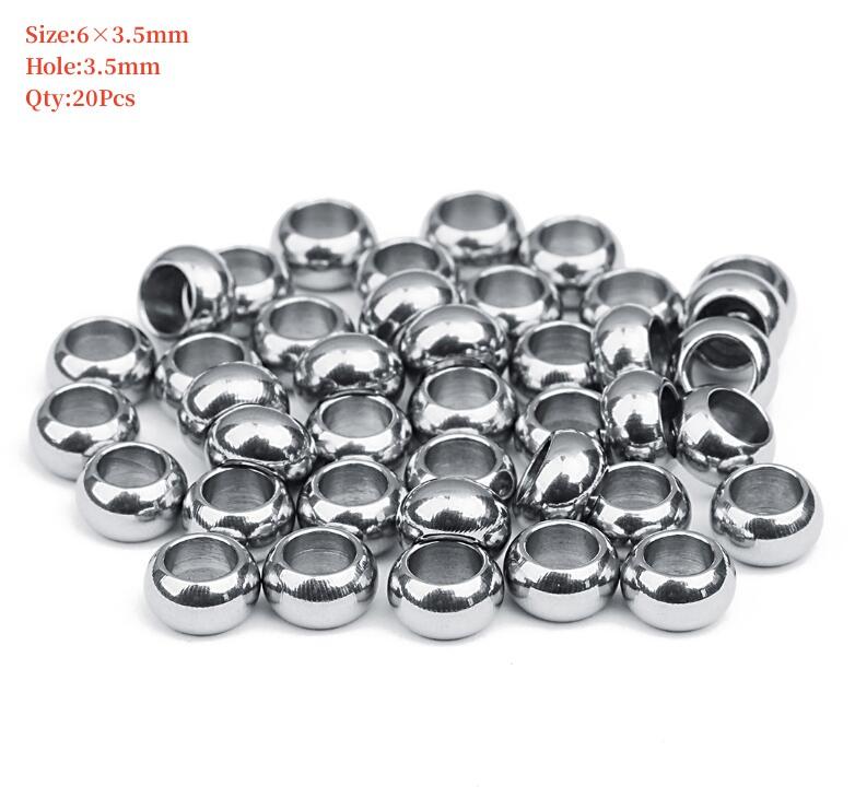 Stainless Steel Beads Square Round Big Hole Loose Spacer Bead For Jewelry Making Charm Bracelets Necklace Finding