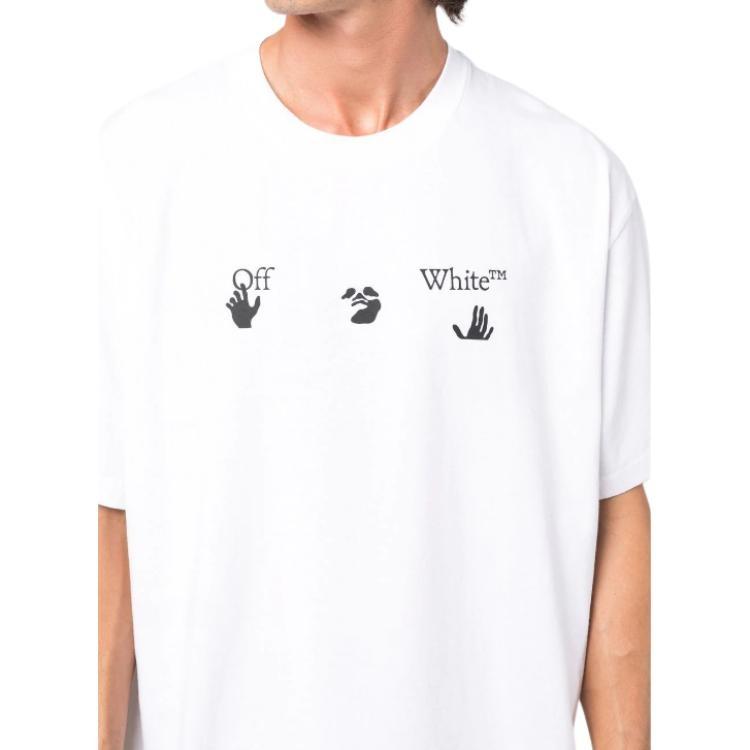 Off-White SS22 Logo Printing Short Sleeve Loose Fit White T-Shirt Men's OMAA038C99JER0070110