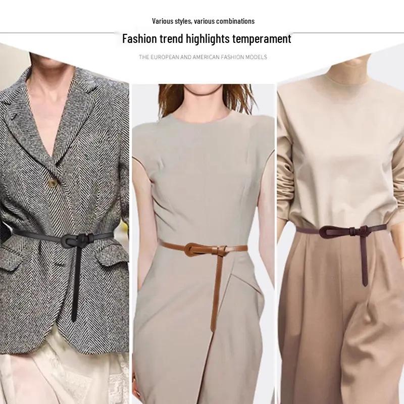 Damski Uniwersalny Wąski Pasek z Węzłem - Modny Dodatek Wyszczuplający Talia