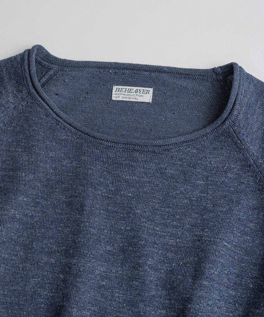 Bihebieo European Flax™ Linen Roll Neck L/S Knit Midnight