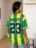 Estate Donna Streetwear Casual Vintage Atletica Traspirante Stampa 3D Maglietta Jersey Calcio Baseball Carnevale Brasile Top
