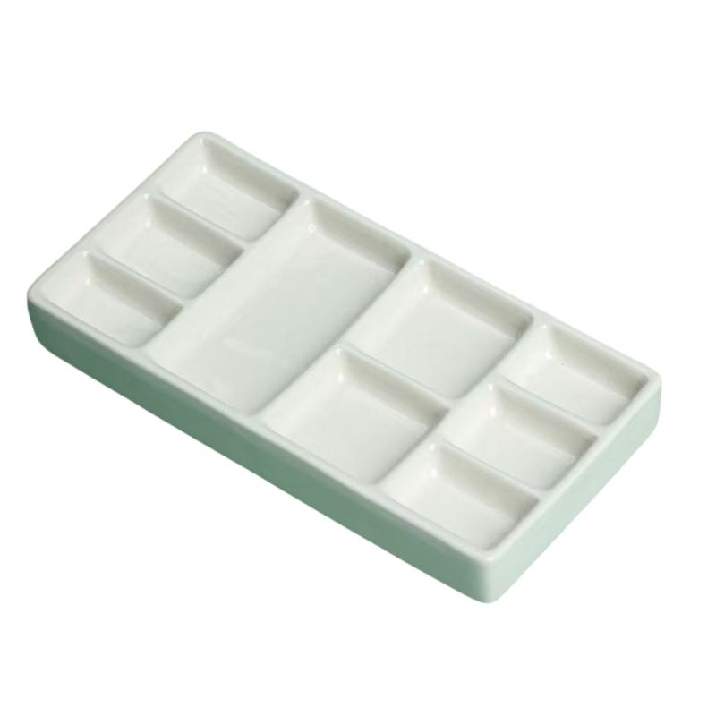 9 Wells Palette Ceramic Paint Palette Paint Mixing Tray Portable Paint Mixing Palette for Acrylics Oil Watercolor Paint