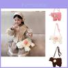 Adorável Bolsa de Cachorro Poodle de Pelúcia de Crochê de Inverno Artesanal Para Crianças em Marrom Rosa e Branco