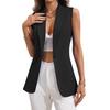 Sleeveless Blazer Vest for Women Open Front Lapel V Neck One Button Vest Top Casual Office Work Suit Waistcoat