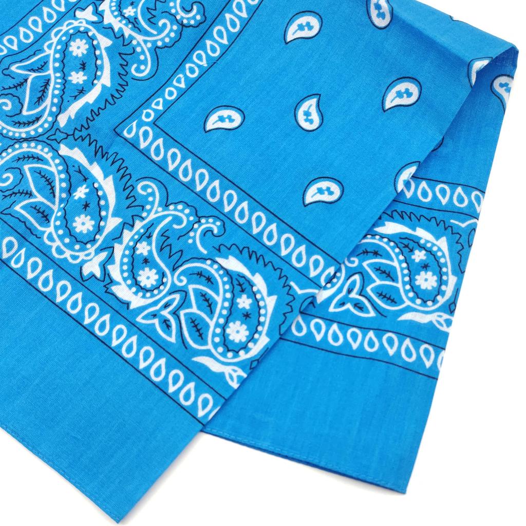 Trifong bandana light blue paisley 100% cotton blue bandana adult stylish cotton handkerchief bandana men's women's unisex 55cm x 55cm blue