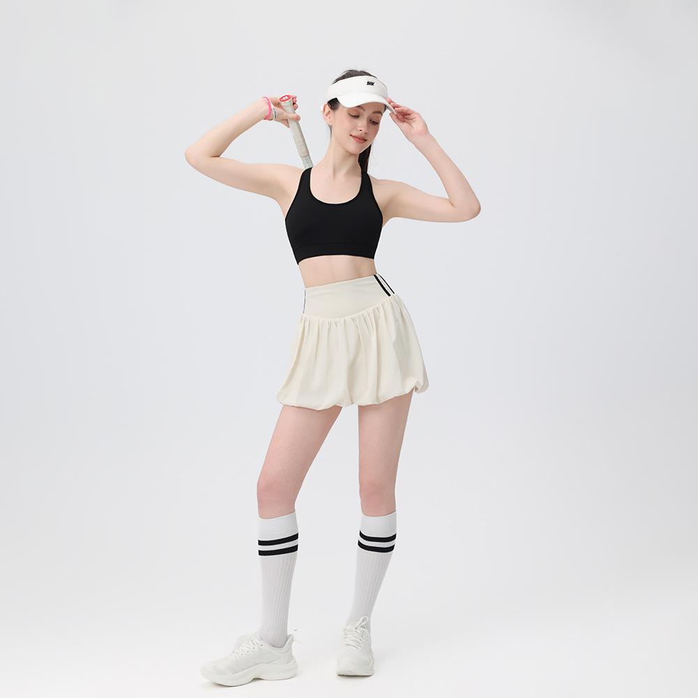 2025 Summer Women's Short Sleeve Tulip Casual Badminton and Tennis Skirt Set