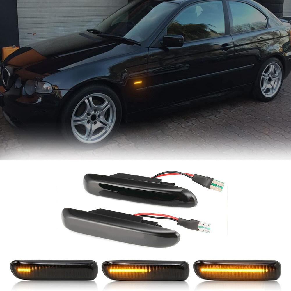 1Pair Smoked Side Marker LED Turn Signal Lights For BMW E46 Compact 2000-2004