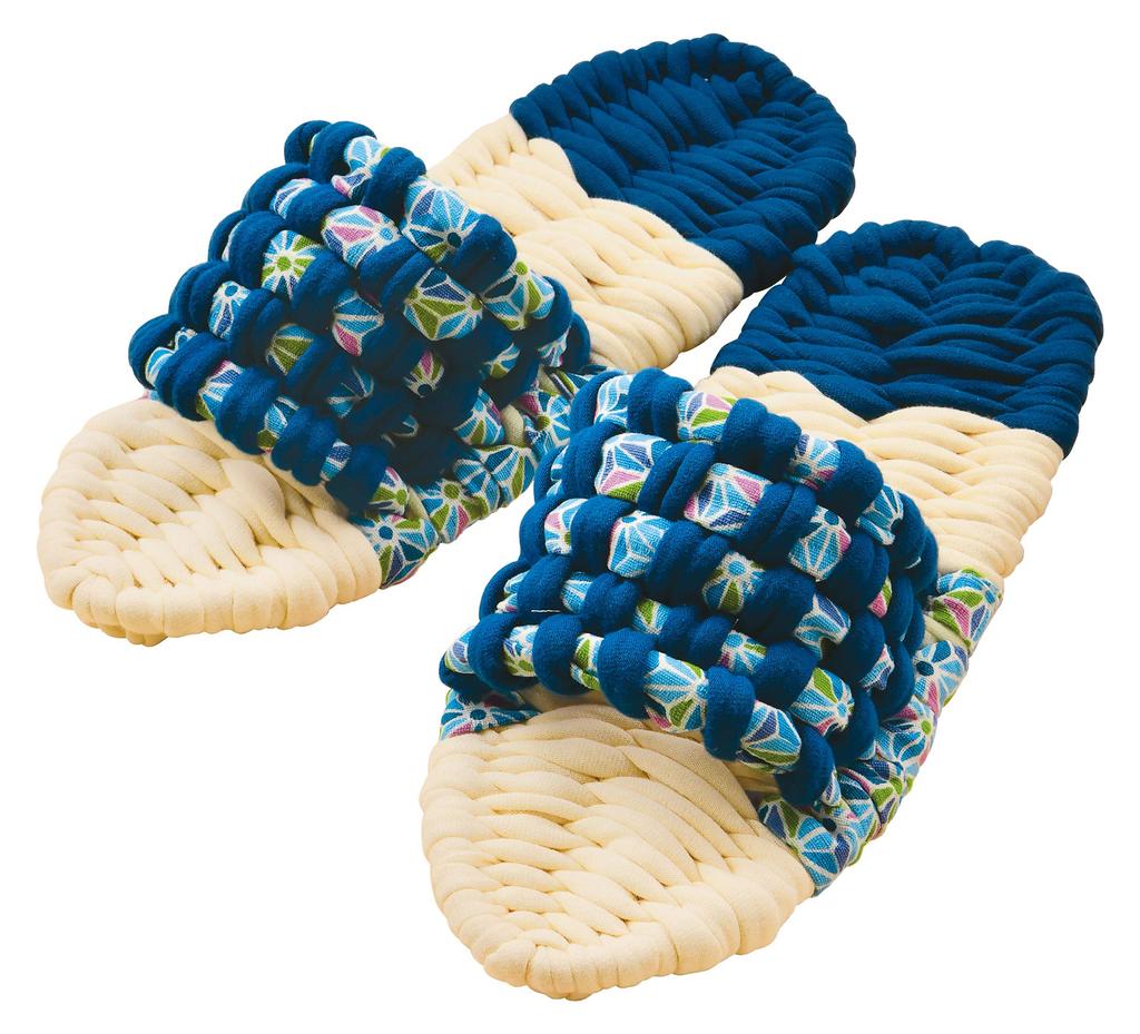 Takagi Fiber Panami Craft Kit Soft Cloth Zori Slippers, Cream X Blue, YW-52
