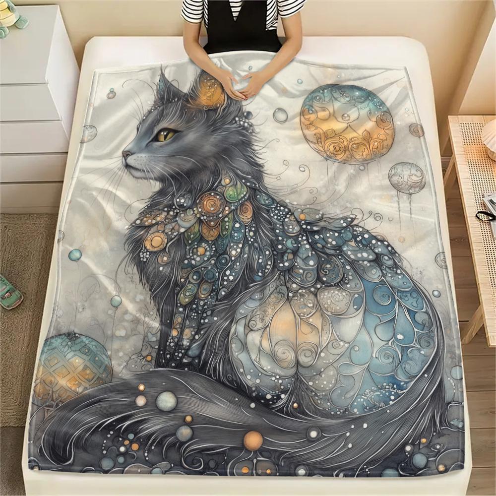 Cute Cats Print Flannel Blanket, High Quality Comfortable for All Seasons, Home Decor, Warmth and Comfort