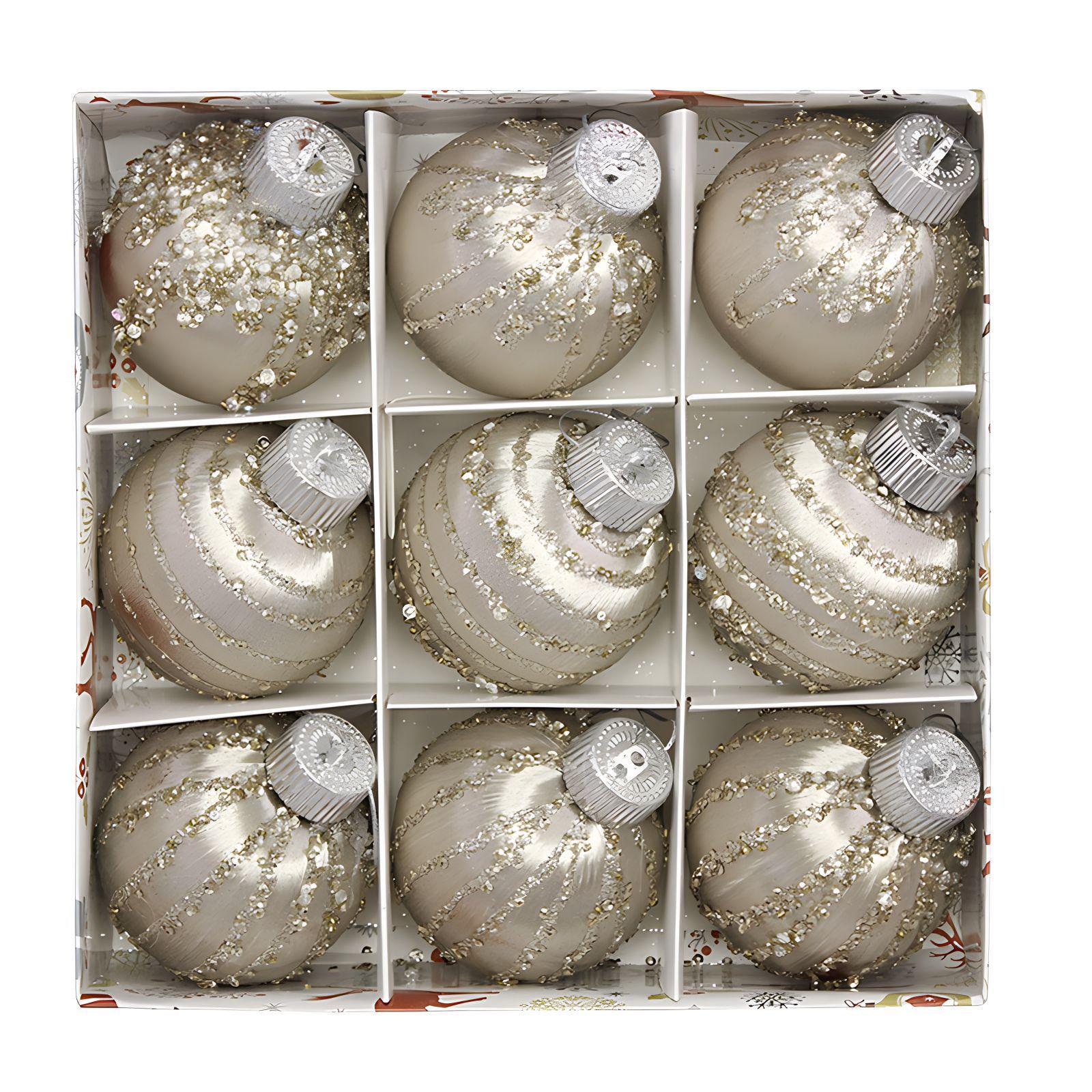 

8cm Silk Thread Painted Christmas Balls and Tree Ornaments with Pearls