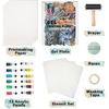 BuzzBright Gel Printing Plate kit, Complete Printmaking Set with 5”X7” Gelatin Plate, Brayer, Printmaking Paper, Acrylic Paint and Essential
