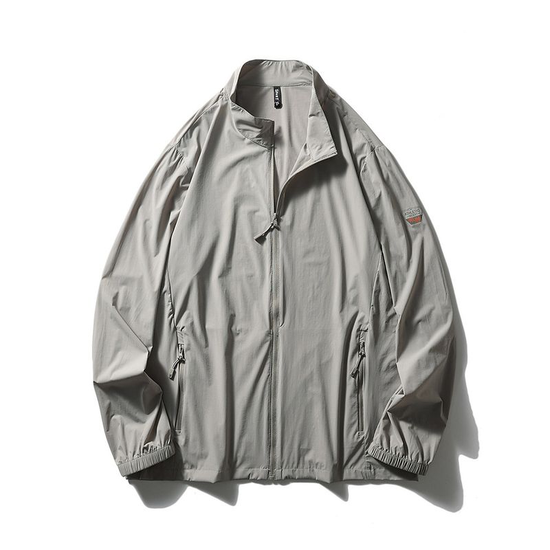 Ultra-Thin Breathable Ice Silk Sun Protection Clothing 2024 New Men s Summer Fishing Stand-Up Collar Jacket Foreign Trade Men s Skin Jacket Light gray L