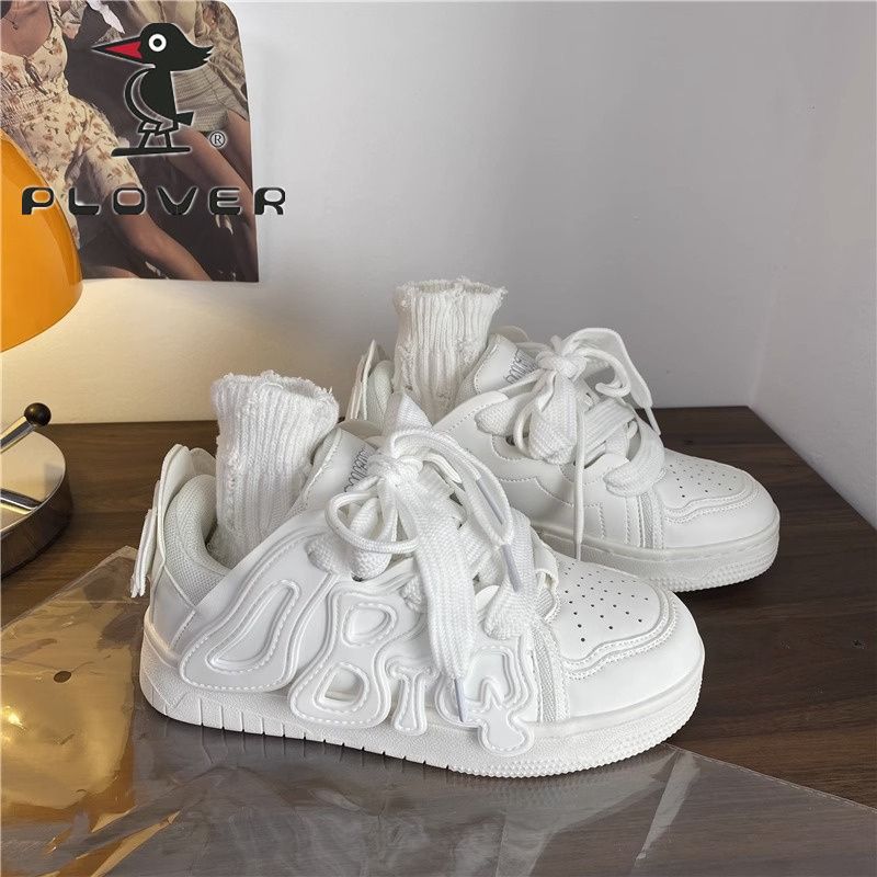 

Национальные туфли на платформе женские туфли с алфавитом студенческие белые туфли женские универсальные повседневные белые туфли 38 чистый белый