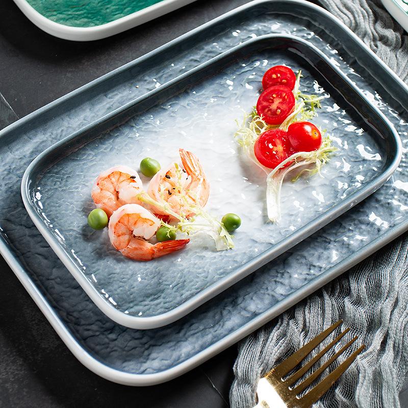 Nordic Rectangular Ceramic Western Plate, Sushi Plate, Steak Plate, Dessert Dessert Plate, Vegetable Plate, Tableware Plate, Simple Porcelain Plate