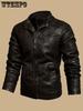 Vintage-Inspired Men's Faux Leather Jacket - Windproof, Warm Fleece Lined, Multi-Pocket Design for Motorcycle Riding & Casual Wear