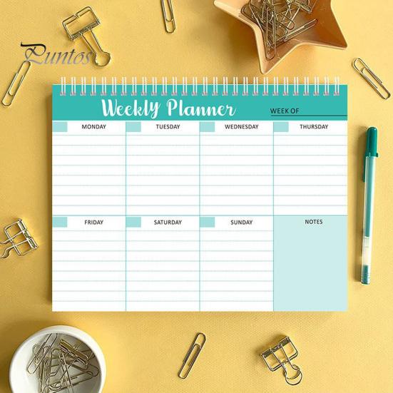 Tagesplaner, Spulendesign, Wochenplaner, Notizblock, Termine, Erinnerungen, Notizbuch für Zuhause, Schule, Büro