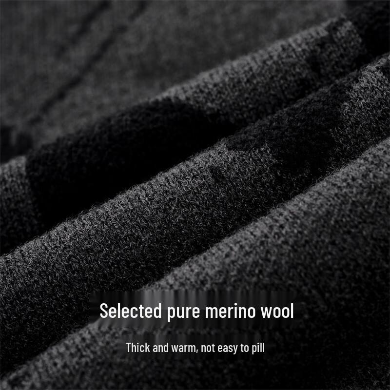 SEPTWOLVES Men's 100% Wool Thick Knit Sweater