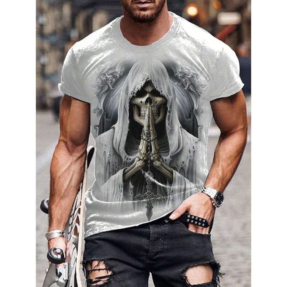 Summe Street Herren T-Shirt Totenkopf Print Herren T-Shirt Lässiges Kurzarm Oberteil Outdoor Sport Mode Herren Kinder Kinder T-Shirt Kleidung