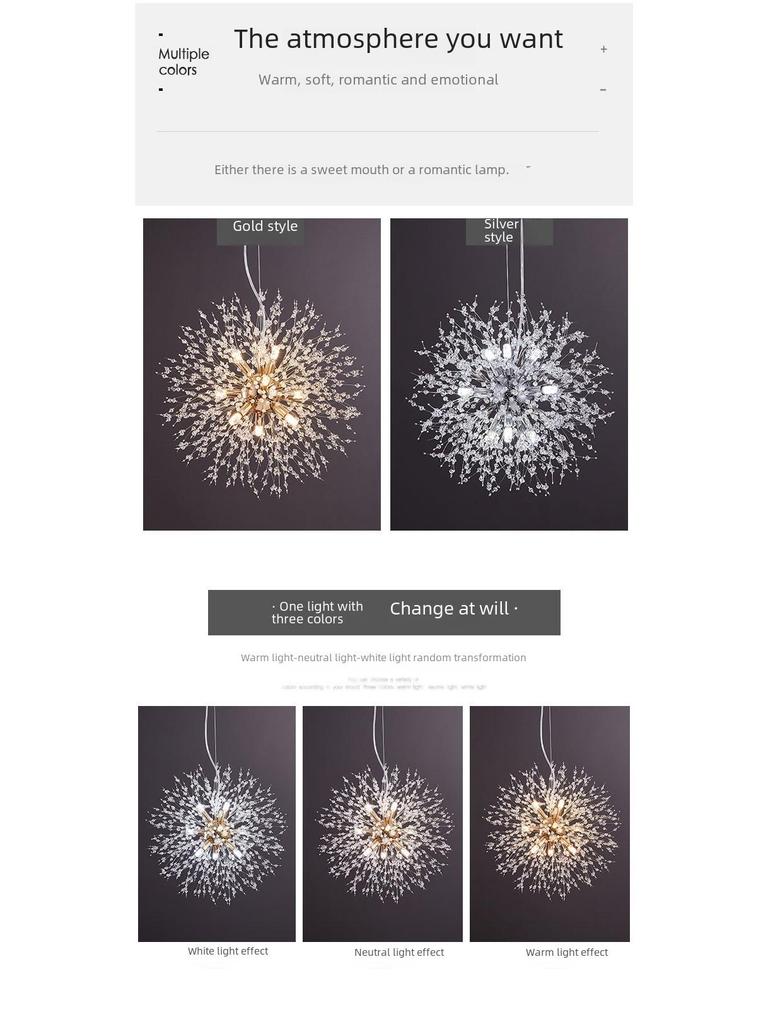 Dandelion Crystal Chandelier: Luxurious Nordic Style Living Room Light