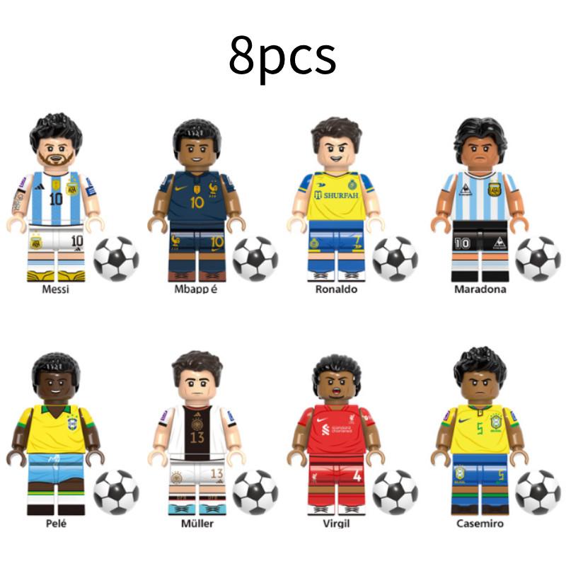 Colorful Football Star Wooden Minifigure Building Blocks Set For Kids With 50-100 Pieces