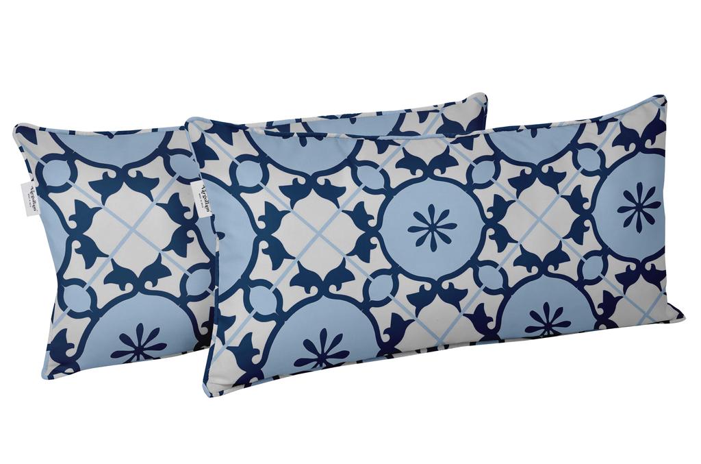 Vargottam Indoor Outdoor Polyester Fabric Lumbar Pillow Cover With Insert, All-Weather Waterproof Rectangular Cushion for Patio Furniture
