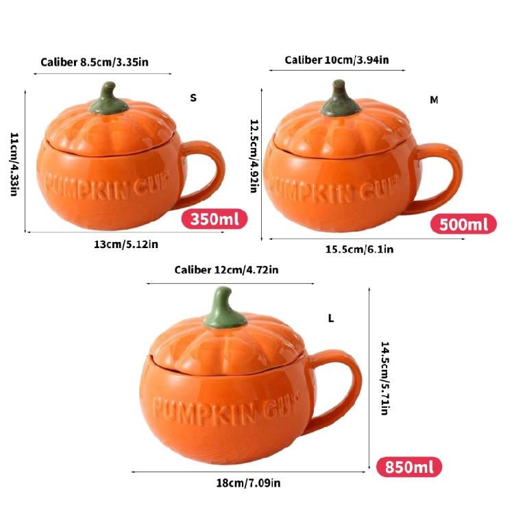 Ceramic Pumpkin Shape Mug With Lid Coffee Cup Halloween Dinnerware Perfect For Autumn Drink Decoration