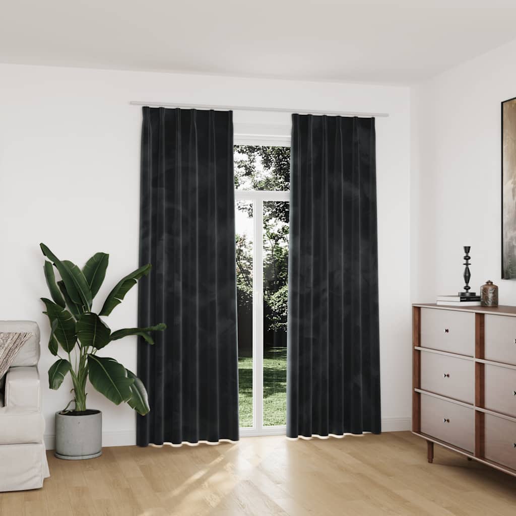 Vidaxl Curtains with Hooks, 2 Pcs, Velvet, Anthracite, 140X225 Cm