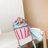 Cute Ice Cream Shape Shoulder Bag Embroidered Funny Crossbody Bag Mini Chain Messenger Bag Girls' Phone Bag