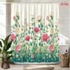 1pc Floral Botanical Garden Shower Curtain with 12 Hooks - Blooming Flowers Bath Tub Drapery, Machine Washable Suitable for Ba