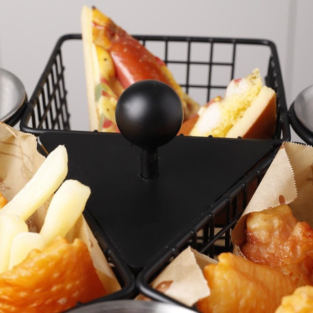 Stainless Steel Rotating French Fry Basket with Dipping Cup Deep Fry Food Strainer  Kitchen