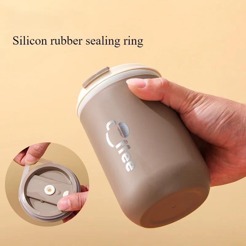 500ml Double Wall Stainless Steel Thermos Cups with Straw Insulated Thermal Mug Vacuum Flasks Coffee Travel Drinks Water Bottle