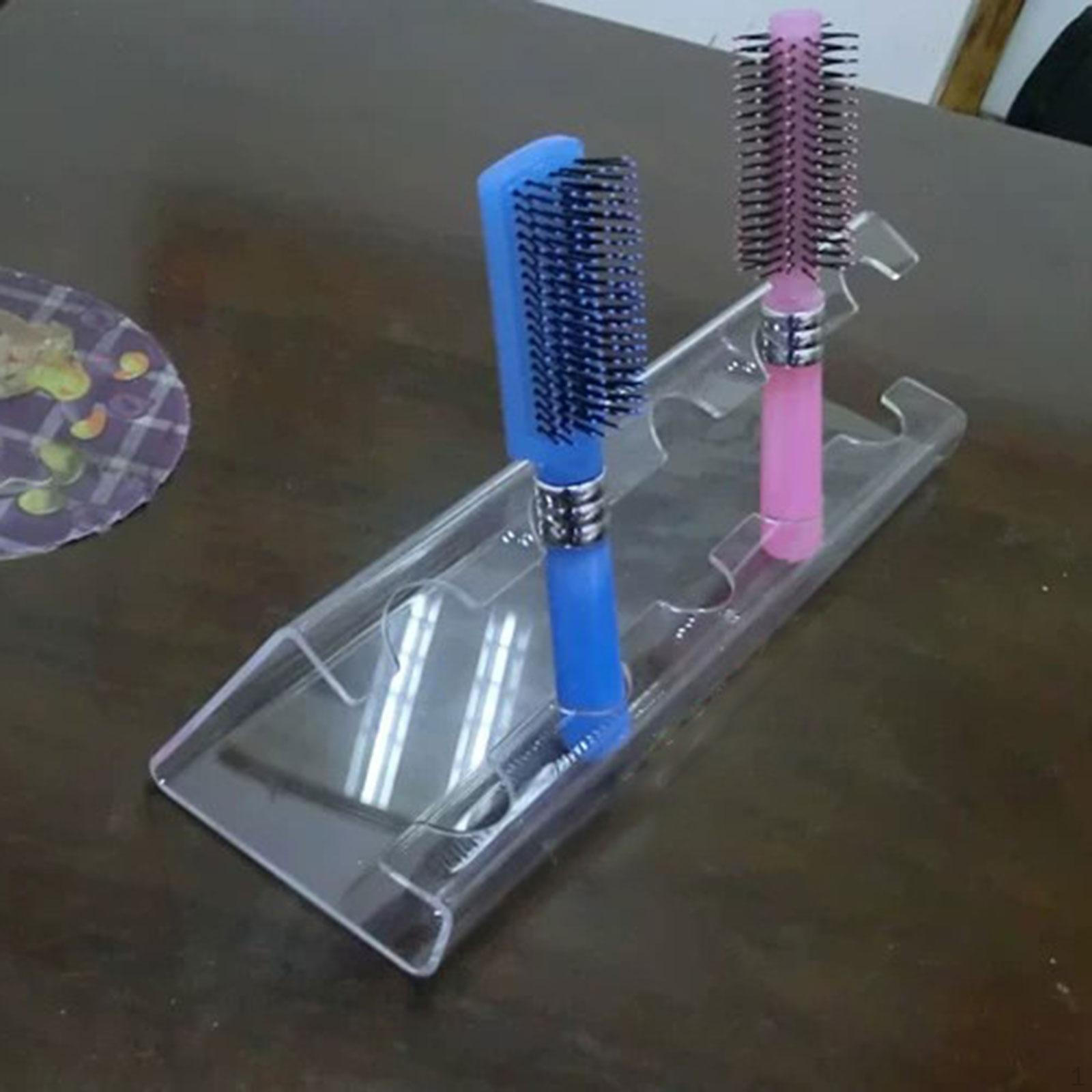 

Acrylic Hair Brush Holder Comb No Drill Wall Mounted Tool Organizer Stand for Flat