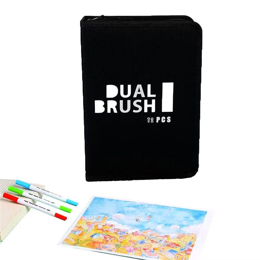 Water-based Double-ended Watercolor Pen Set with Colored Fine Liner and Soft Tip