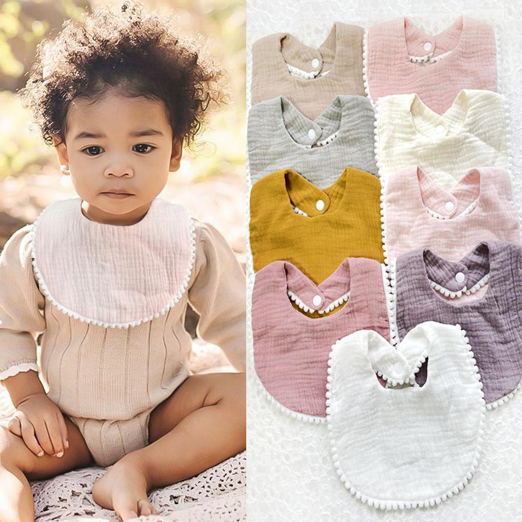 Babero de saliva cómodo de color puro algodón de azúcar para niños y niñas Toalla de saliva de encaje sólido para bebé Toalla de saliva Suministros para bebés