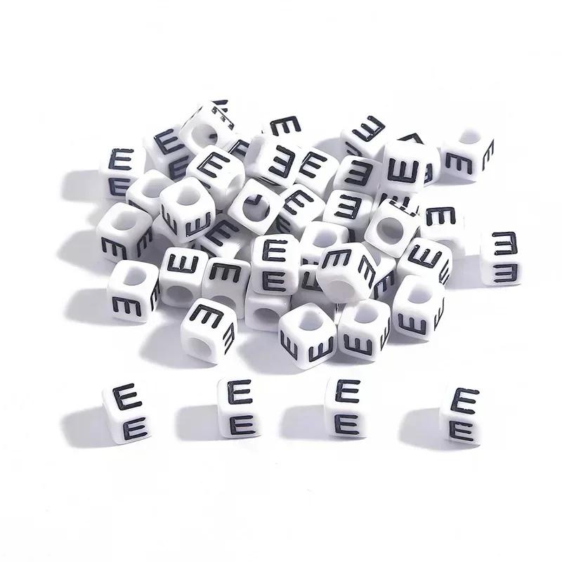 100-500pcs Acrylic A-Z Letter Bead White Square Cube Alphabet Bead for Jewelry Making Diy Bracelet Necklace Earrings Accessories
