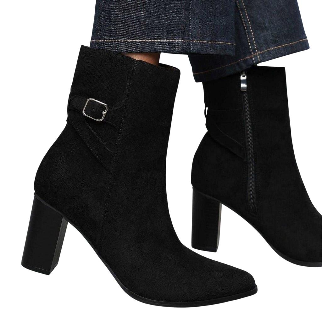 Where's That From Womens/Ladies Suedette Block Heel Ankle Boots