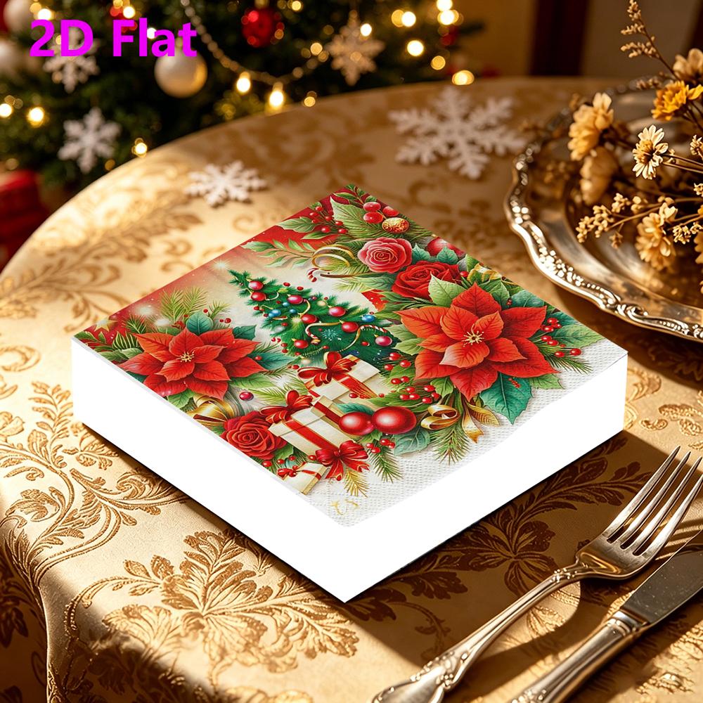 20pcs Disposable Napkins with Santa Claus, Christmas Tree Print for Wedding,Parties,and Daily Use for Thanksgiving Fall Christmas Table Decoration