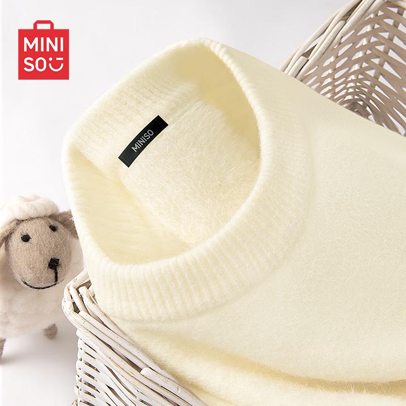 MINISO Men's Fleece-lined Crewneck Knit Sweater