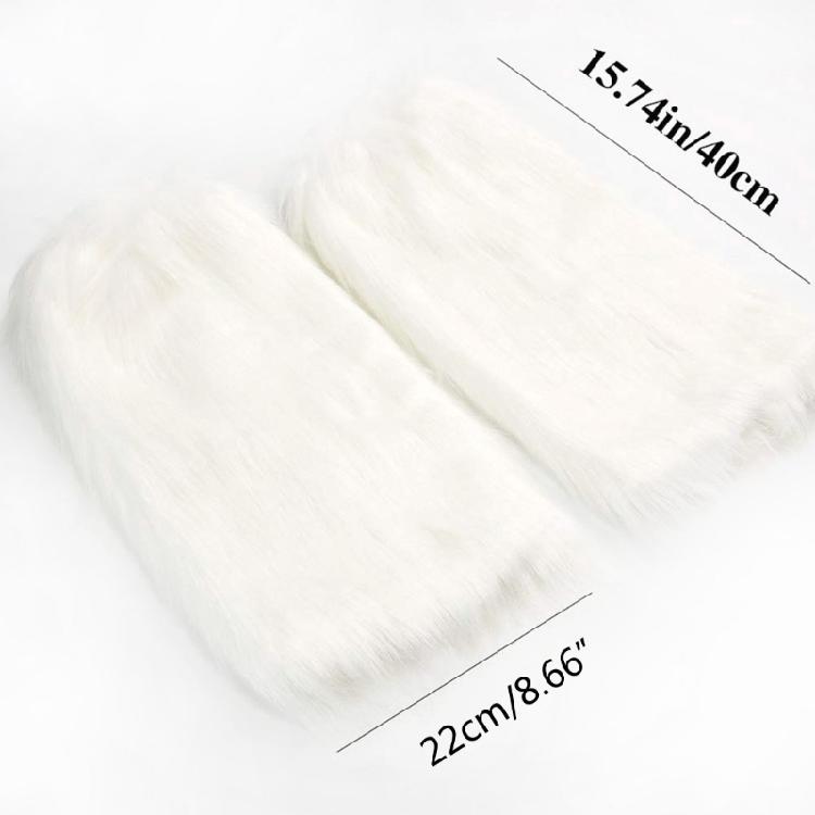 Fuzzy Faux Fur Leg Warmers Costume Party Fur Heels Long Boots Cuff Cover