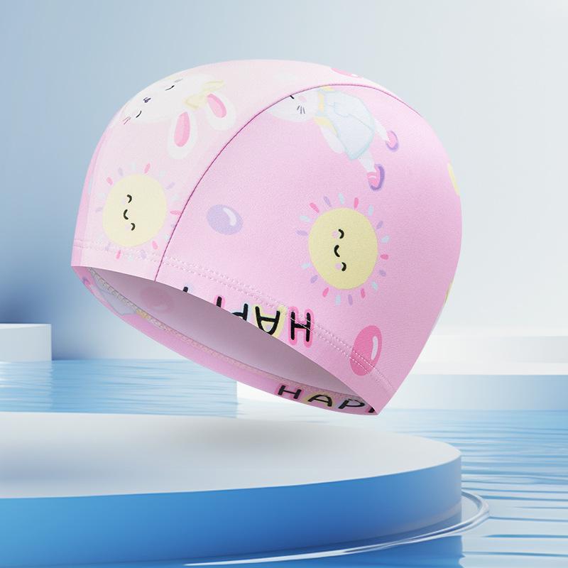 Children's Cartoon Print Swim Cap - Comfortable Elastic Hat for Girls and Primary Students