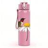 1PC Hummingbird Daisy Flower Print 750ml Color Plastic Sports Water Bottle Leakproof Flip Straw Lid Suitable for Sports Office Home Use