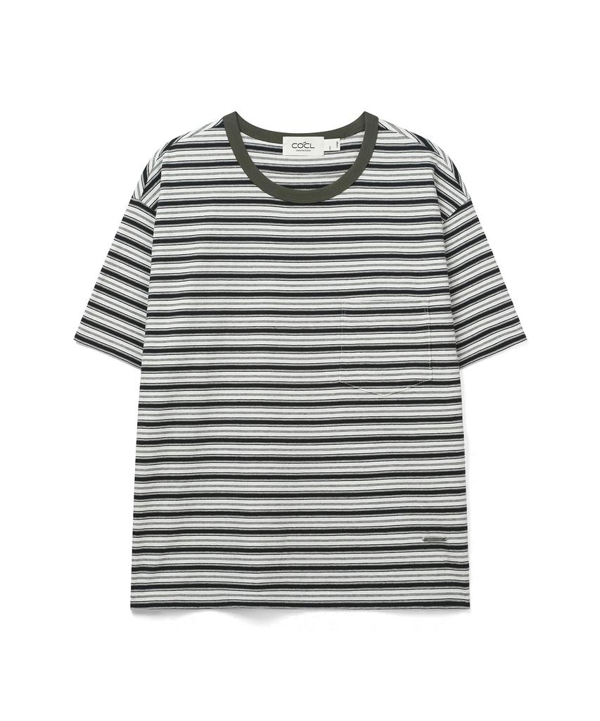 COSTUME O’CLOCK Striped Semi-Crop Short Sleeve T-Shirt 2 Colors Coosts263