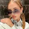 Oversized Sunglasses Women Sexy One Piece Y2k Sunglass for Female New Fashion Gradient Sun Glasses Men Rimless Eyewear UV400