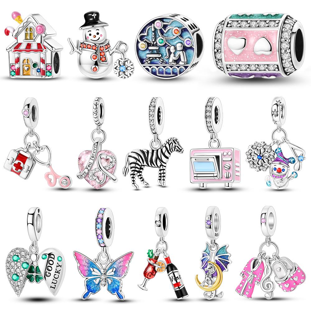 Compatible With Bangle Bracelets Diy Pendants Copper Plated Authentic Charm Bead Charms Polar Bear Moose Zebra Prayer Bead Charms Fine Jewellery Women