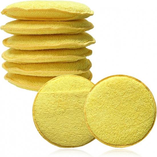 8PCS Microfiber Wax Applicator Pads, 5 Inch Round Car Wash Sponge Cleaning Tools with Finger Pocket, Scratch-Free Ultra-Soft Foam Bulk for Fine