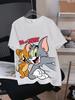 2026 Summer Comic Form Tom and Jerry Image 100 Cotton Printed Oversize Casual Tshirt Adult Children Parentchild Top Homewear