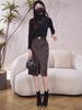 Korean Retro High-Waist Slit Leather Skirt - Autumn/Winter Mid-Length, Slimming, Versatile Design for Women