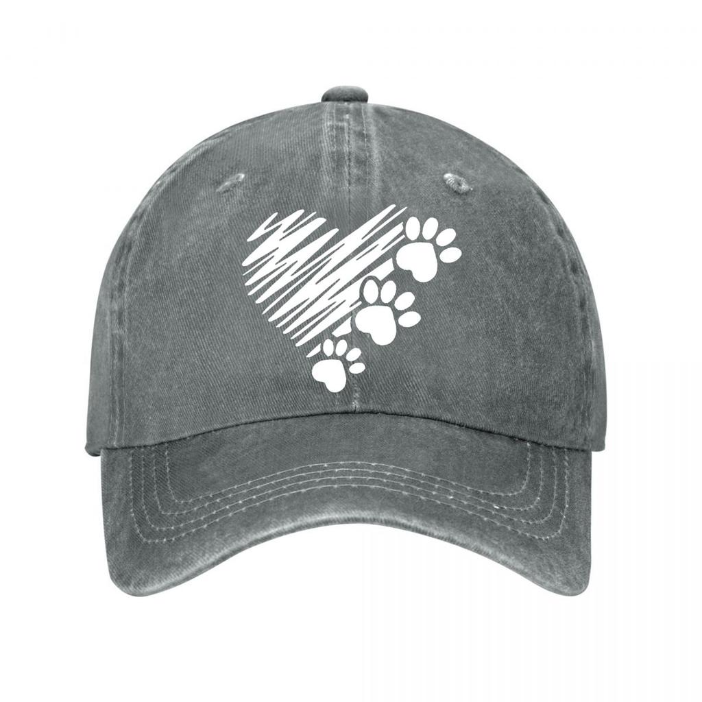 Vintage Heart Paw Print Baseball Cap New Vintage Washed Cotton Baseball Cap Parent Kids Sun Hats